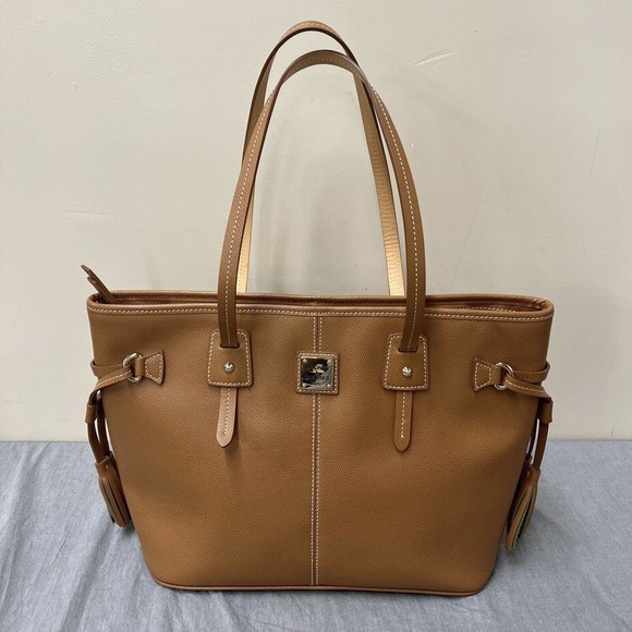 Dooney & Bourke Handbags - Dooney & Bourke Dark Tan Pebble Grain Davis Tassel Shopper Large Purse Bag Chrty